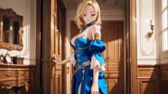 Blue Gown, Red Carpet Kneeling, From Silence to Glory. Who Can Handle This Regal Tease?