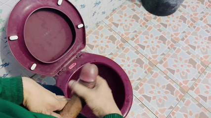 Jerk off in toilet at street food shop
