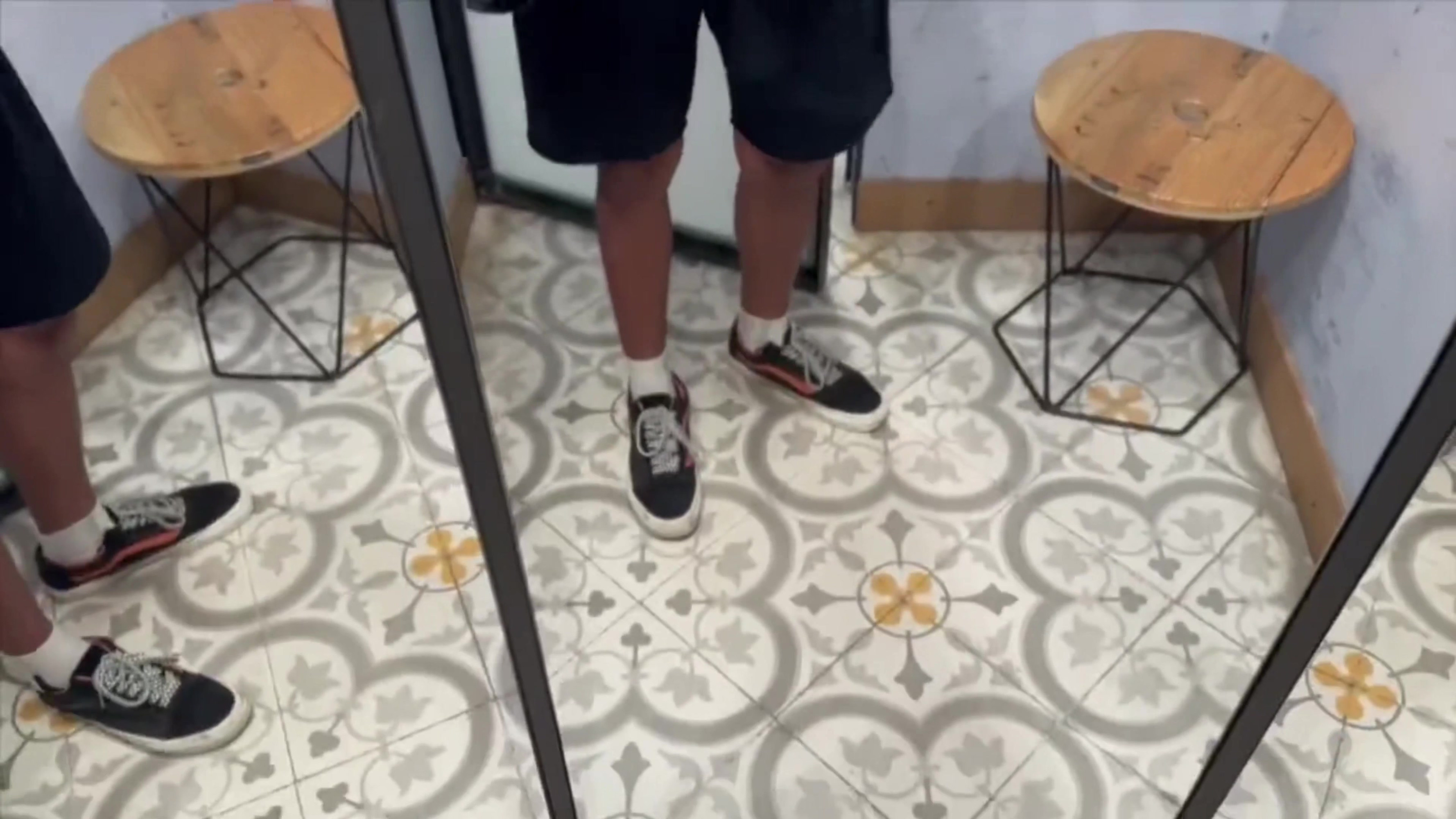 Quick masturbation in shopping mall fitting rooms
