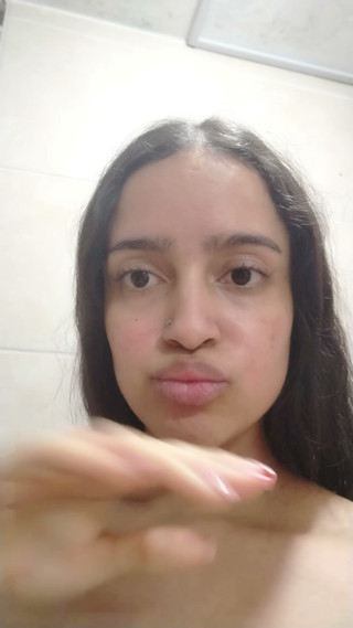 Young, Curvy and petite Latina masturbates and pees in the shower while old grandpa boyfriend films her