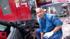 He gets a threesome in his auto repair shop