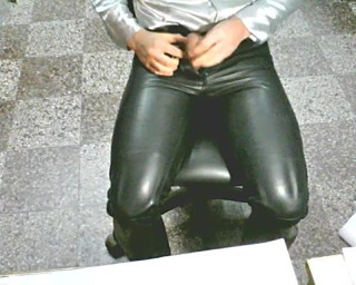 CUM LEATHER PANTS