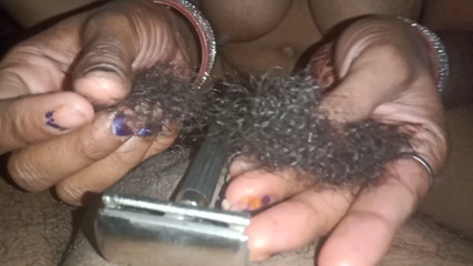 Indian Homemade Village Wife cleaning the hair of her husband's penis, being completely naked at the time, cleaning the entirety