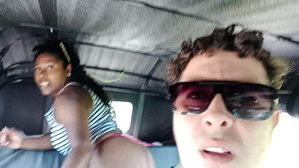 I take my stepsister in my car but she starts touching herself inside the car