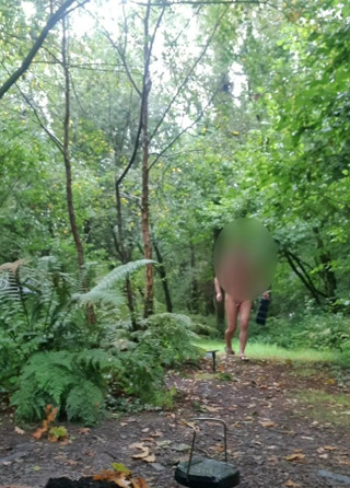 at a woodland campsite