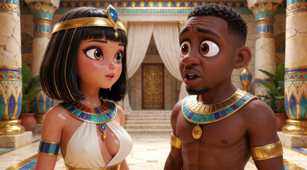 The Queen of Egypt fucked the warrior: he mounted him on the throne, put it all in and left him dripping [AI-generated video]
