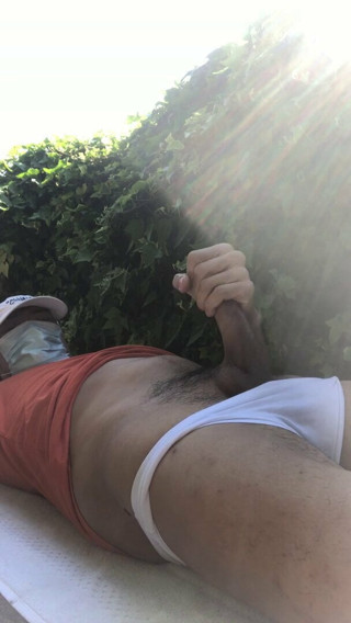 Out in the garden for some sunshine till this cock got hard