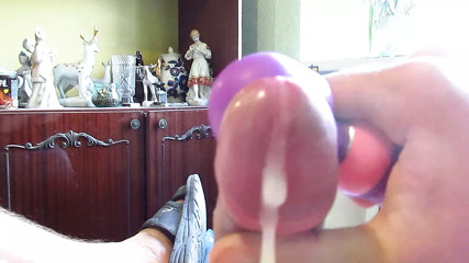 homemade masturbation of a cock with a toy to orgasm