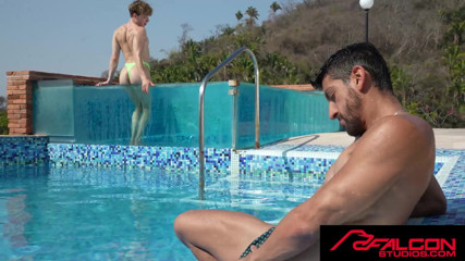 FALCON STUDIOS - Danny Fantasy Barebacked by Hunk Alessandro in Glass Elevator