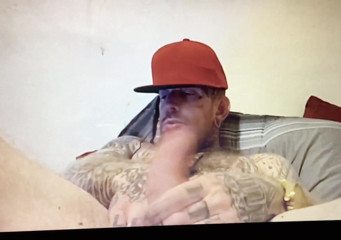 Straight tattooed hunk edging his massive thick big dick
