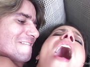 After getting pummeled on the balcony Monica Mattos goes inside to get her anal creampie