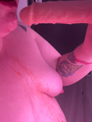 Messy BBW Gagging on Dildo