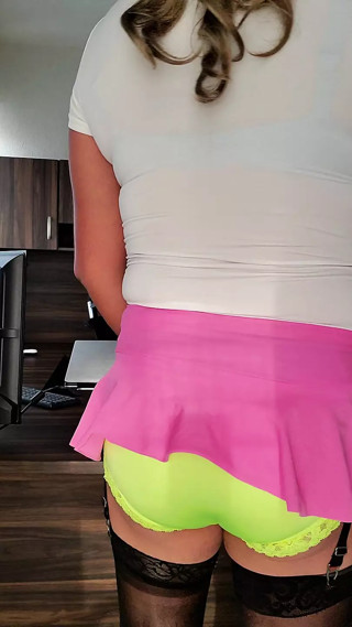 Lime Green Sissy Panties Wanking and Cuming thumbnail