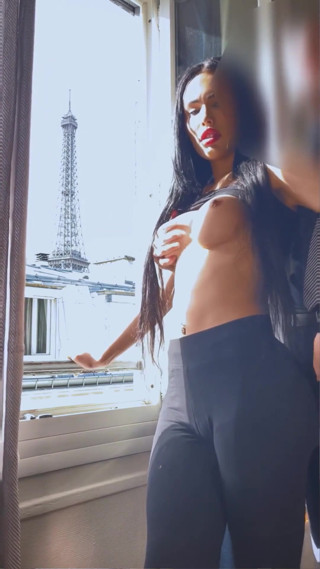Beauty Teen TS Kitty Fucked in Front Eiffel Tower