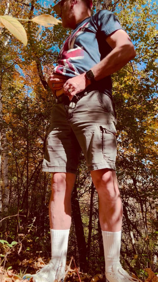 Dad pissing outdoors