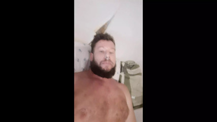 Very extremely dirty talk by Russian hairy man and big cumshot on hairy body