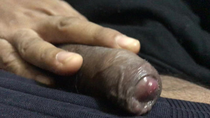 Desi black Indian cock playing closeup