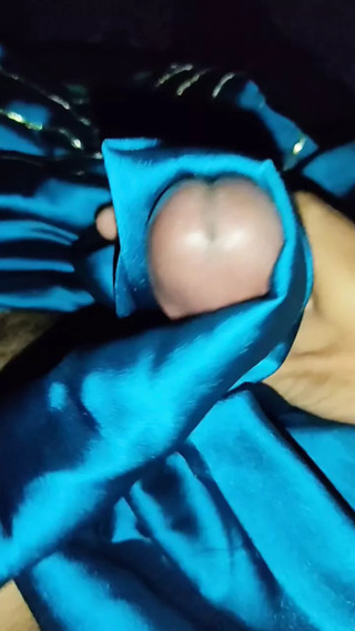 Handjob with blue satin silky salwar of nurse (20)