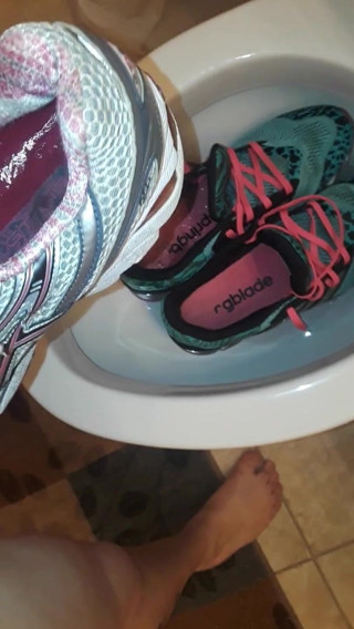 Mr Sneakers and my exgfs shoes pissed requested