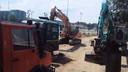 Pissing inside the digger