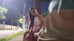 Risky Masturbating At The Bus Stop Next To The Beautiful Stranger!