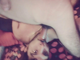 Sucking huge cock