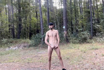 Just a horny faggot getting off in the woods. Nudist at heart, chained by society.