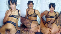 Beautiful Femboy Solo Play in Sexy Fishnet Outfit by Lana Rosunx