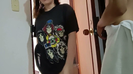 My stepsister welcomes me with a blowjob