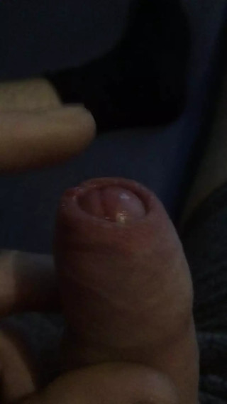 Shaved Cock With Cum Filled Balls Foreskin Play With Pre-Cum