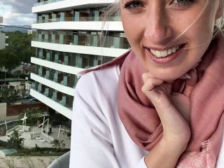 In Mallorca fingered to orgasm public on the hotel balcony