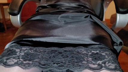 Black Liquid Satin Skirt with Satin Half Slip