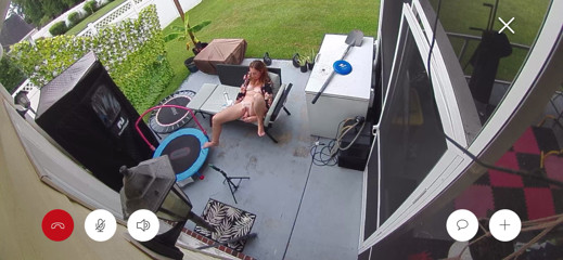MILF caught masturbating in backyard