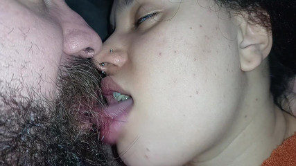 Moaning Horny, While Licking And Kissing The Naughty Mouth Of The Bitch Who Masturbates His Cock