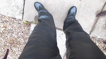 Leather trousers and booted