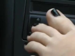 Pretty Fetish Feet Tease in the car(WheelSex)