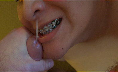 Asian Amateur On Her Knees Getting Cum On Her Braces After Edging Blowjob And Handjob POV