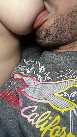 I'm a lucky guy! I always have the big natural tits drooping on my face to suck and lick her nipples