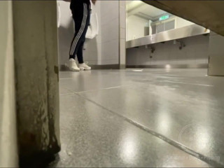 Homemade Roommates Mutual Dare Expose Your Ass While Peeing in Public Urinal