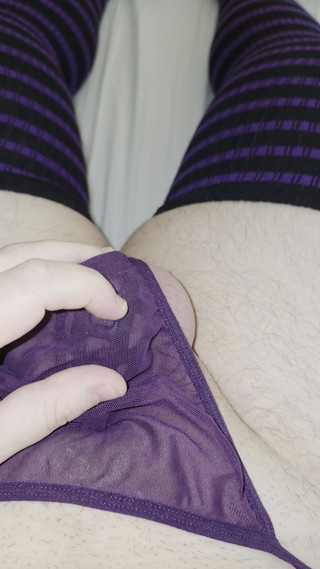 My first Sissygasm!! Fat sissy has her first sissygasm and cums inside her tiny chastity cage thumbnail