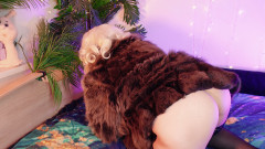 FUR FETISH video: beautiful Mistress tease and seduce. ASMR and JOI. Arya Grander.
