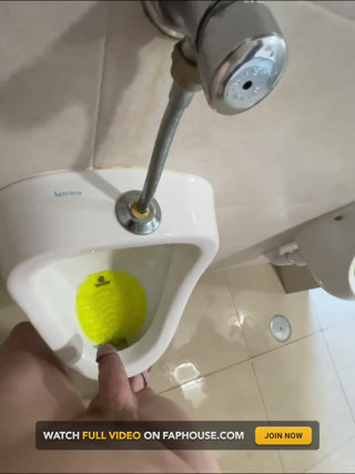 Dared to Piss Fully Naked in Public Toilets Urinal