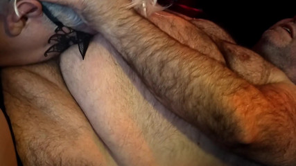 Icing Lanista-Bear a blow job, nipple sucking and swallowing his cum thumbnail