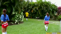8th Street Latinas - Two Hot Latinas Happen to Be Practicing Soccer Share Cock
