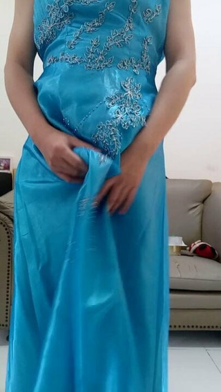 Pleasure with satin blue long gown