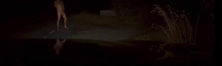 Wanking totally naked at side of road . Showing off for van