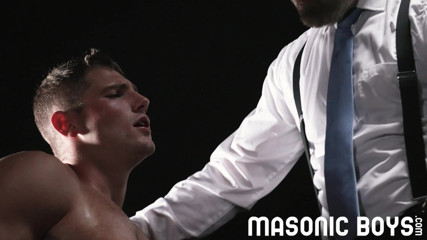 MasonicBoys - Clayton Foster sits on dildos by suited DILF Master