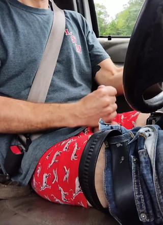 Jerk off in the work truck