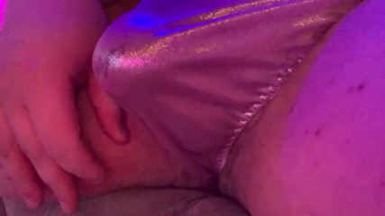 Little Pink Satin Thong Panty Jerk &amp; Cum
