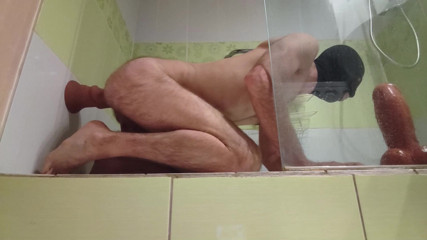 Big dildo doggy style anal orgasm